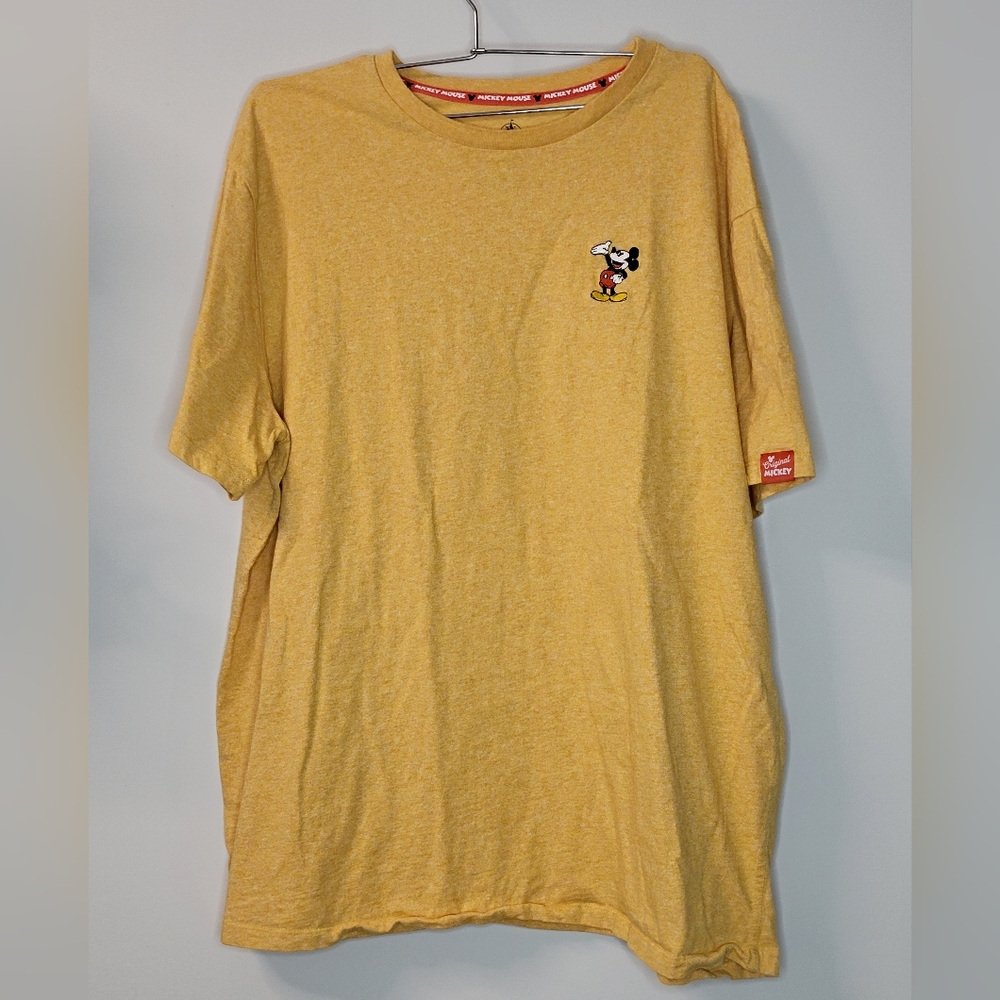 Disney Original Mickey Mouse Orange Embroidered Tee Shirt Men's XL